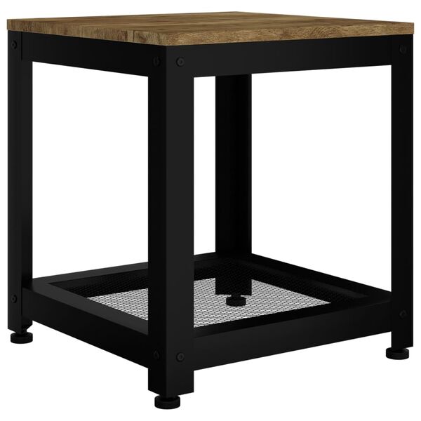 vidaXL Mesa de apoio 40x40x45 cm MDF e ferro castanho-escuro e preto