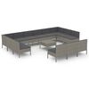 vidaXL 14 pcs conjunto lounge de jardim c/ almofad&otilde;es vime PE cinzento