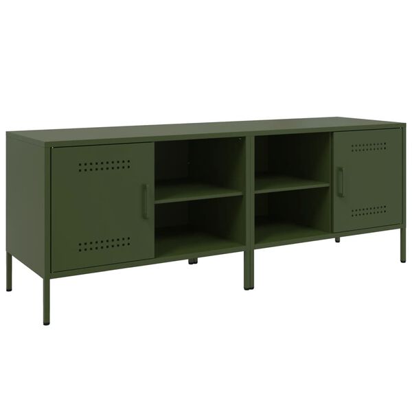 vidaXL Móveis de TV 2 pcs 68x39x50,5 cm aço verde-azeitona