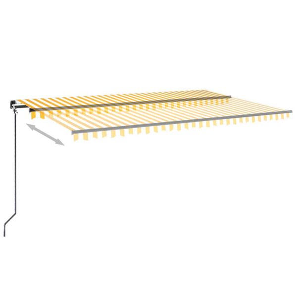 vidaXL Toldo retr&aacute;til manual com LED 500x300 cm amarelo e branco