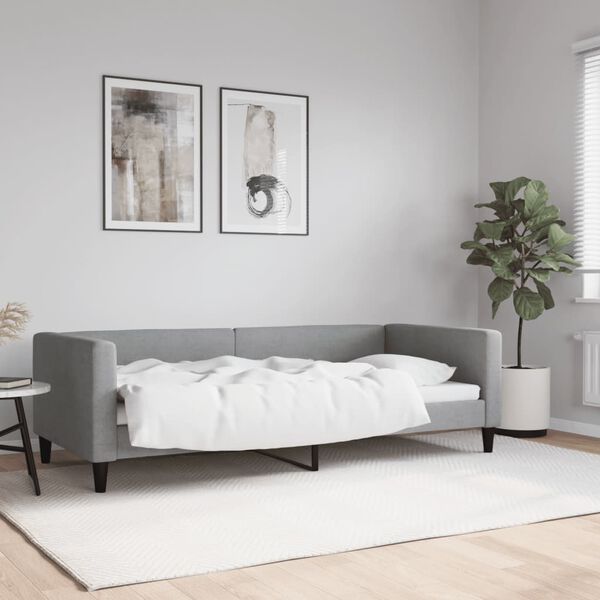 vidaXL Sof&aacute;-cama 90x200 cm tecido cinzento-claro
