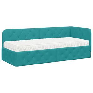 vidaXL Estrutura de Cama de Canto Turquesa 80 x 200 cm Veludo