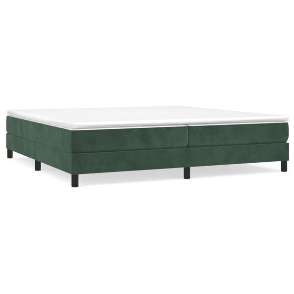 vidaXL Estrutura de cama com molas 200x200 cm veludo verde-escuro