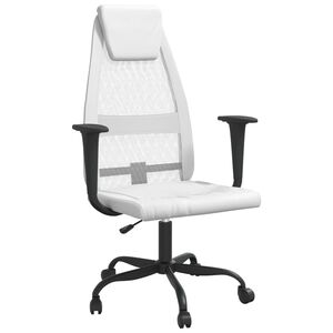 vidaXL Cadeira escrit&oacute;rio tecido malha/couro art. regul&aacute;vel branco