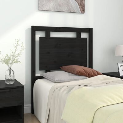 vidaXL Cabeceira de cama 80,5x4x100 cm madeira de pinho maciça preto