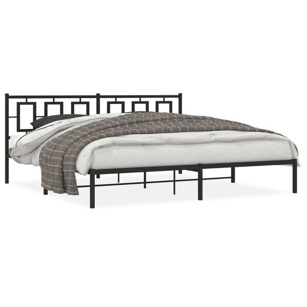vidaXL Estrutura de cama com cabeceira 200x200 cm metal preto