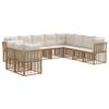 vidaXL Conjunto de Sof&aacute;s para Exterior 8 pcs Natural Poli&eacute;ster