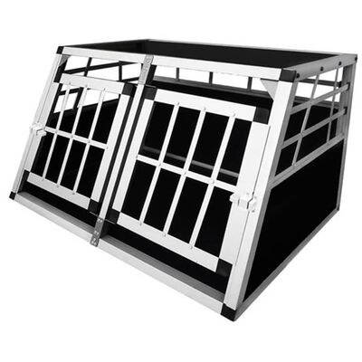 vidaXL Transportadora para cães com porta dupla, alumínio, S