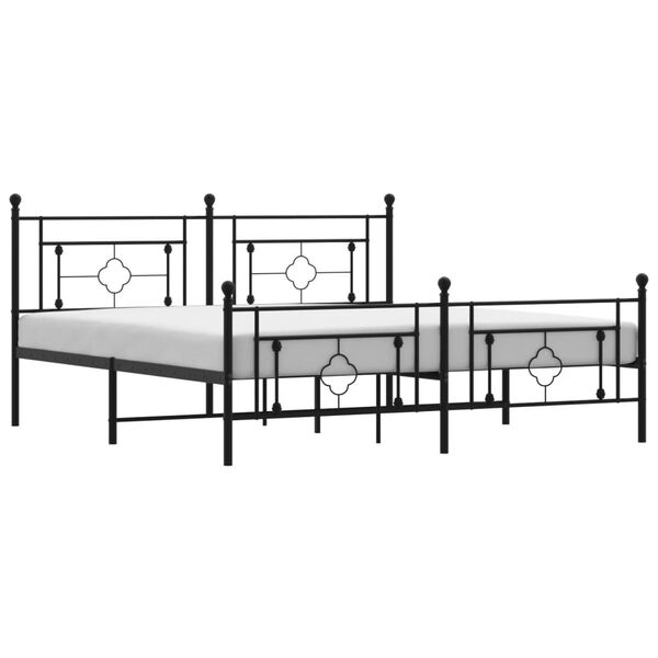 vidaXL Estrutura de cama com cabeceira e p&eacute;s 183x213 cm metal preto