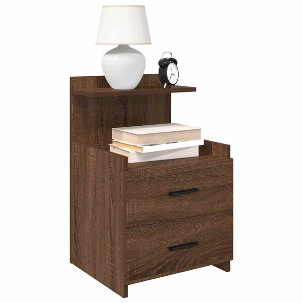 vidaXL Mesa de cabeceira com 2 gavetas carvalho castanho 40x36,5x62 cm