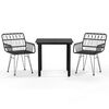 vidaXL 3 pcs conjunto de jantar para jardim vime PE preto