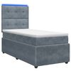 vidaXL Cama Box com LED e Colch&atilde;o Cinzento-Escuro 90 x 190 cm Veludo