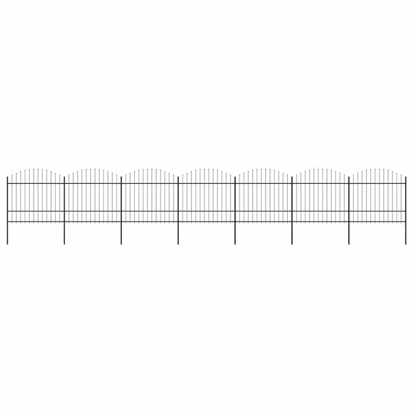 vidaXL Cerca de jardim com topo em forma de lan&ccedil;a em a&ccedil;o 1248x175 cm, preta