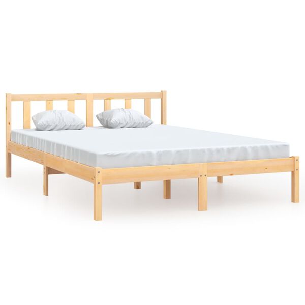 vidaXL Estrutura de cama king 150x200 cm pinho maci&ccedil;o