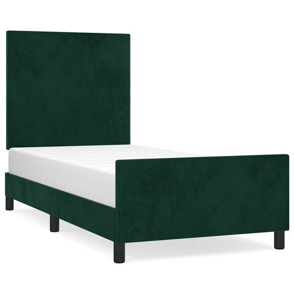 vidaXL Estrutura de cama sem colch&atilde;o 80x200 cm veludo verde-escuro
