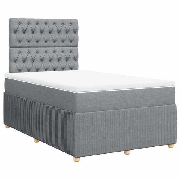 vidaXL Cama boxspring com colch&atilde;o 120x190 cm tecido cinzento-claro
