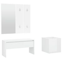 vidaXL Conj. móveis de corredor derivados de madeira branco brilhante