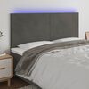vidaXL Cabeceira de cama c/ LED veludo 180x5x118/128 cm cinza-escuro