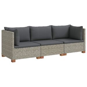 vidaXL 3 unid. Conjunto de Lounge em Rattan com Almofadas GENDT