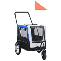 vidaXL Reboque bicicletas/carrinho para animais 2-em-1 cinzento e azul