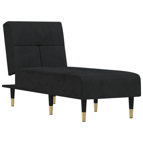 vidaXL Chaise longue veludo preto