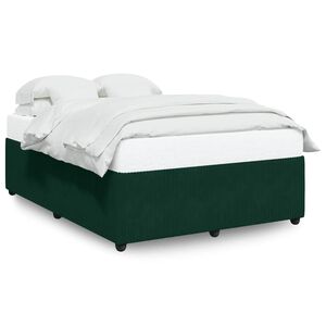 vidaXL Estrutura de cama sem colch&atilde;o 160x200 cm veludo verde-escuro