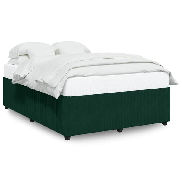 vidaXL Estrutura de cama sem colch&atilde;o 160x200 cm veludo verde-escuro