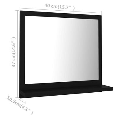 vidaXL Espelho de casa de banho 40x10,5x37 cm contraplacado preto