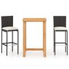 vidaXL 3 pcs conjunto de bar para jardim com almofad&otilde;es preto