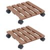 vidaXL Suportes com rodas para vasos 2 pcs 30x30x7,5 cm WPC castanho