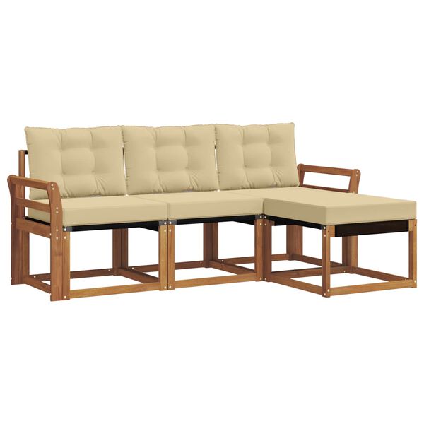 vidaXL Conjunto de Sof&aacute;s para Exterior 4 pcs Natural e Bege