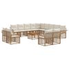 vidaXL Conjunto de Sof&aacute;s para Exterior 14 unid. Natural e Branco Creme