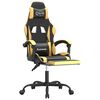 vidaXL Cadeira gaming c/ apoio p&eacute;s couro artificial preto e dourado