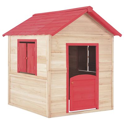 vidaXL Casa de brincar para crianças madeira de abeto vermelho