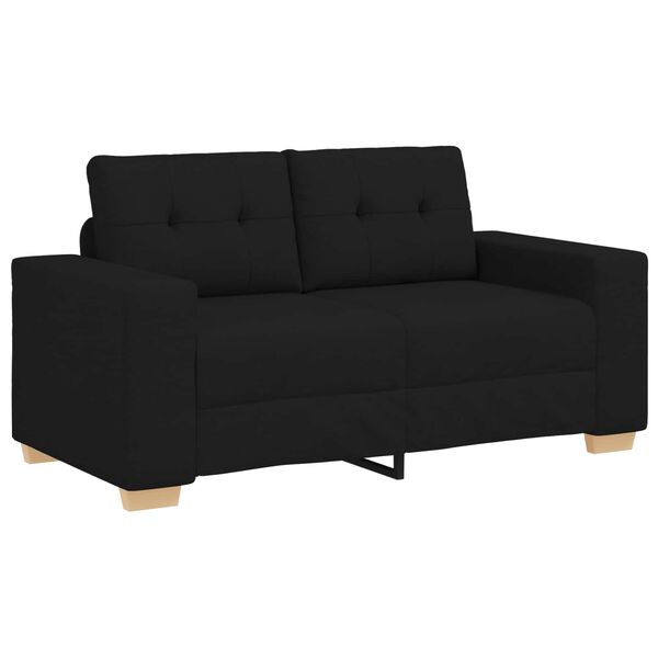 vidaXL Sof&aacute; 3 pcs Preto 221 x 80 x 80 cm Tecido de mistura de linho