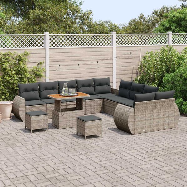 vidaXL Conjunto de Sof&aacute; de Jardim com almofada 13 pcs Cinzeto