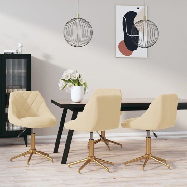 vidaXL Cadeiras de jantar girat&oacute;rias 4 pcs veludo cor creme