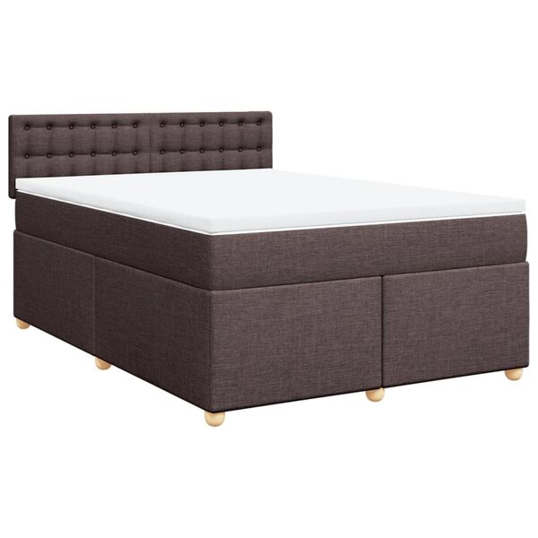 vidaXL Cama com molas/colch&atilde;o 140x190 cm tecido castanho-escuro