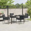 vidaXL Conjunto de Jantar para Jardim 5 pcs Preto e Cinza Rattan de PE