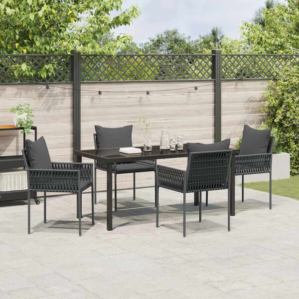 vidaXL Conjunto de Jantar para Jardim 5 pcs Preto e Cinza Rattan de PE