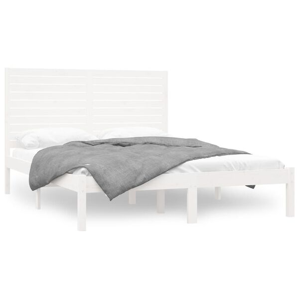 vidaXL Estrutura de cama 160x200 cm madeira maciça branco