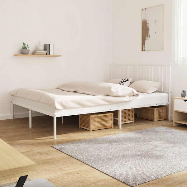 vidaXL Estrutura de cama com cabeceira 160x200 cm metal branco