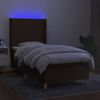 vidaXL Cama box spring c/ colch&atilde;o/LED 90x190 cm tecido castanho-escuro