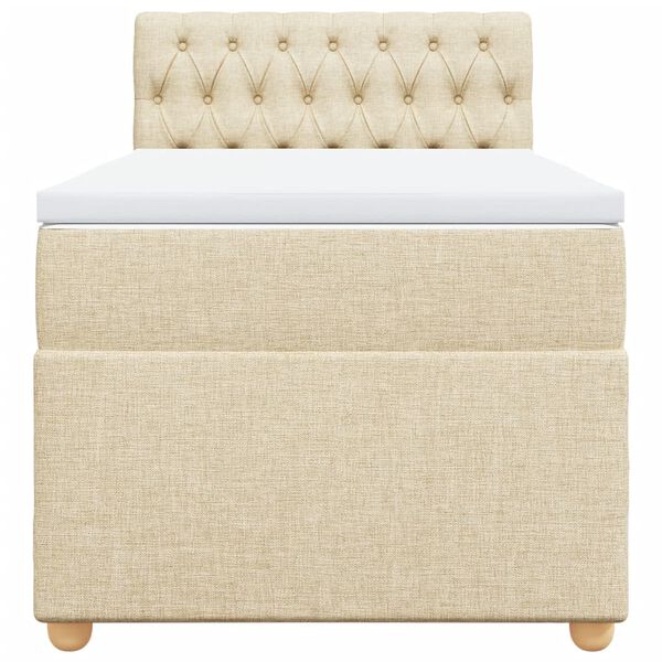 vidaXL Cama com molas/colch&atilde;o 90x190 cm tecido cor creme