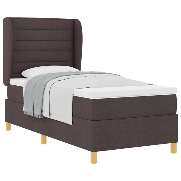 vidaXL Cama Box Springs com Colch&atilde;o Cinza Escuro 90x190 cm tecido
