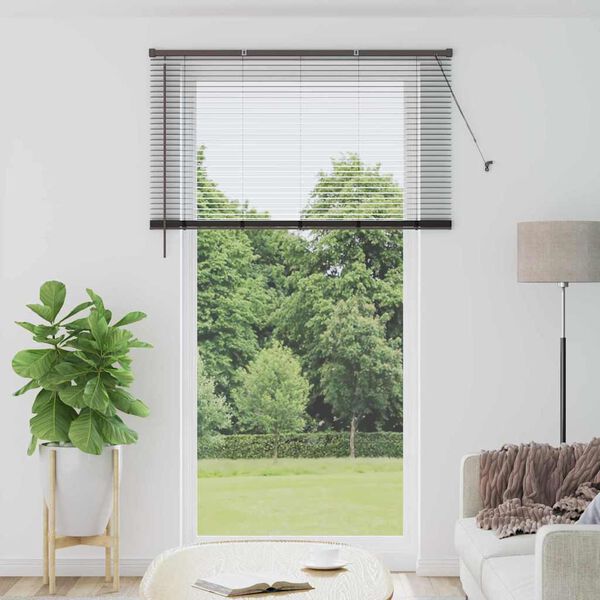 vidaXL Persiana de Janela com cortinas Manual Preto Alum&iacute;nio