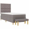 vidaXL Cama Box com colch&atilde;o Cinzento-acastanhado 90 x 190 cm tecido