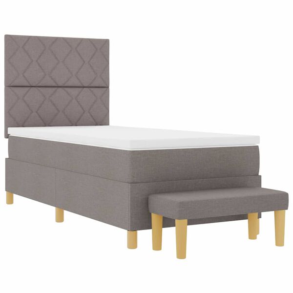 vidaXL Cama Box com colch&atilde;o Cinzento-acastanhado 90 x 190 cm tecido