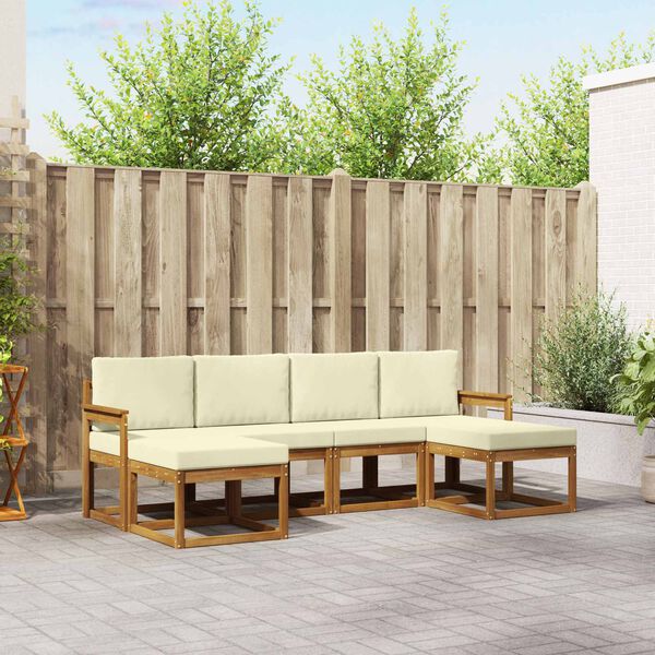 vidaXL Conjunto de Sof&aacute;s para Exterior 6 pcs Natural e Creme