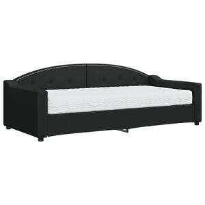 vidaXL Sof&aacute;-cama com colch&atilde;o 90x200 cm tecido preto